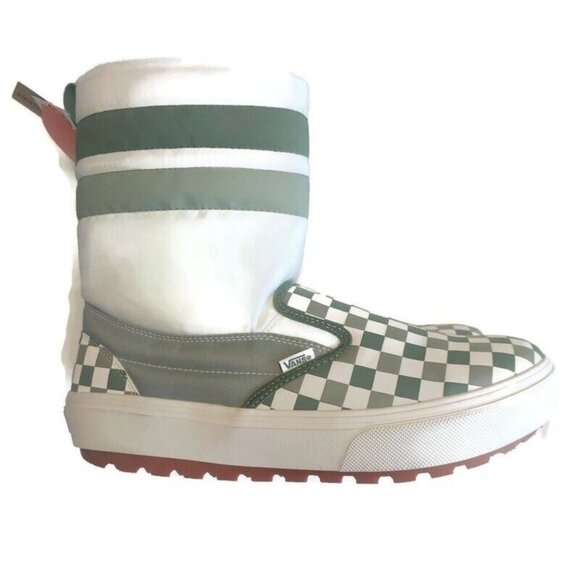 Vans Slip On Snowboot Mens Size 6 Womens 7.5 Vansguard Checks Seagrass Green - Picture 1 of 9